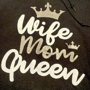 Black Hoodie Wife, Mom, Queen 2XL